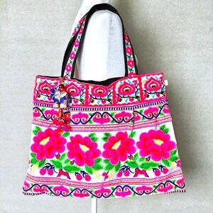 Sam Well Embroidered Tote Bag with Elephant Charm, NWT